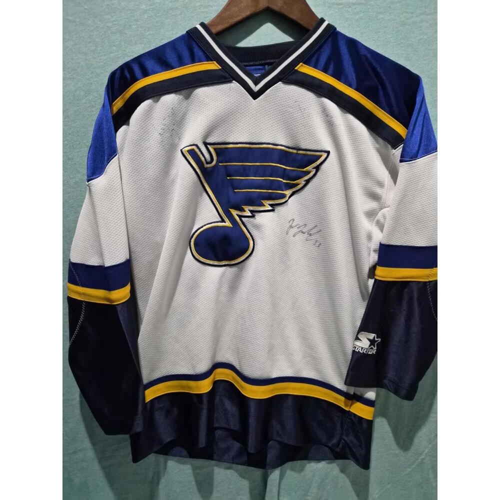 Vintage Starter St. Louis Blues Jersey Men’s Size Small White Autographed